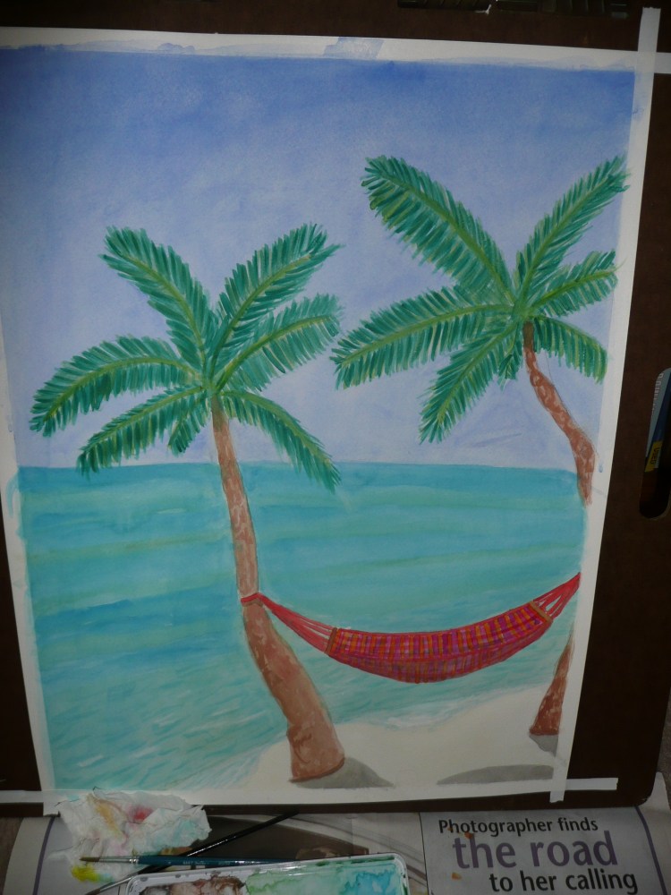 Hammock, watercolor on paper, 18 x 24", July 2007. 